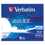 Verbatim BD-R XL Blu-ray 100GB 4x White Inkjet Printable - 5 unidades