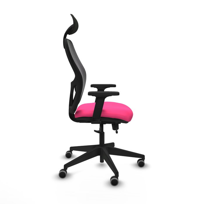 PIQUERAS Y CRESPO Alocén Silla de oficina con malla negra y asiento rosa PIQUERAS Y CRESPO Alocén Silla de oficina con malla negra y asiento rosa