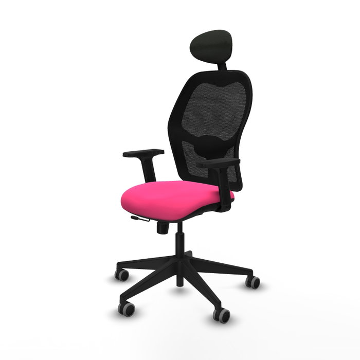 PIQUERAS Y CRESPO Alocén Silla de oficina con malla negra y asiento rosa PIQUERAS Y CRESPO Alocén Silla de oficina con malla negra y asiento rosa