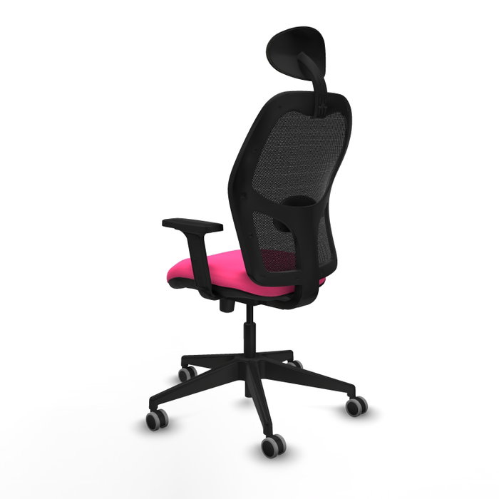 PIQUERAS Y CRESPO Alocén Silla de oficina con malla negra y asiento rosa PIQUERAS Y CRESPO Alocén Silla de oficina con malla negra y asiento rosa