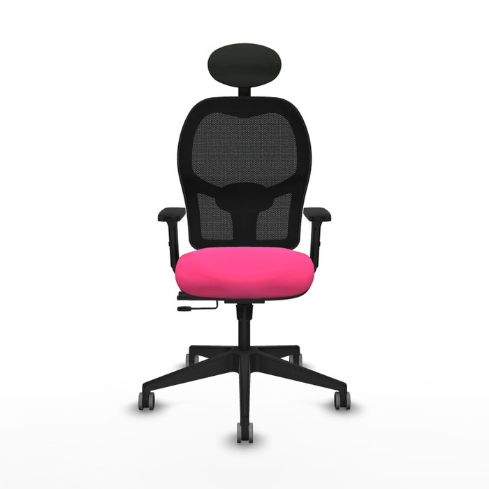 PIQUERAS Y CRESPO Alocén Silla de oficina con malla negra y asiento rosa PIQUERAS Y CRESPO Alocén Silla de oficina con malla negra y asiento rosa