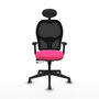 PIQUERAS Y CRESPO Alocén Silla de oficina con malla negra y asiento rosa