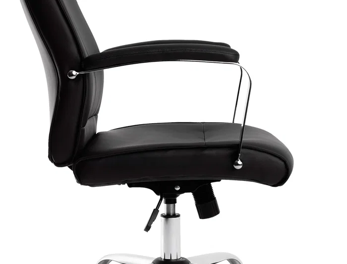 Q-connect Silla de Dirección Mod. NA Simil Piel Base Metálica Ruedas Premium Negro 1220x510x490 mm