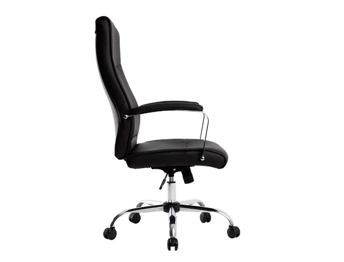 Q-connect Silla de Dirección Mod. NA Simil Piel Base Metálica Ruedas Premium Negro 1220x510x490 mm