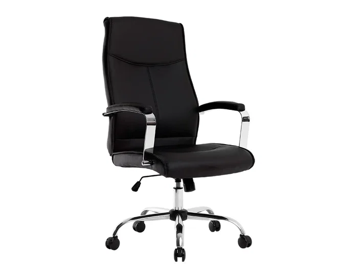 Q-connect Silla de Dirección Mod. NA Simil Piel Base Metálica Ruedas Premium Negro 1220x510x490 mm