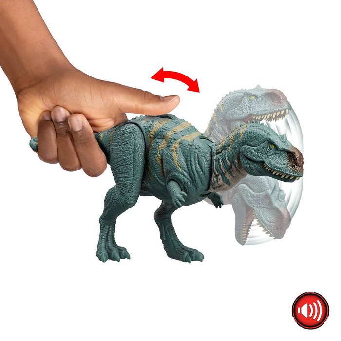 Mattel Jurassic World Wild Roar Majungasaurus HTK76 Figura de Acción con Rugido y Movimiento de Ataque