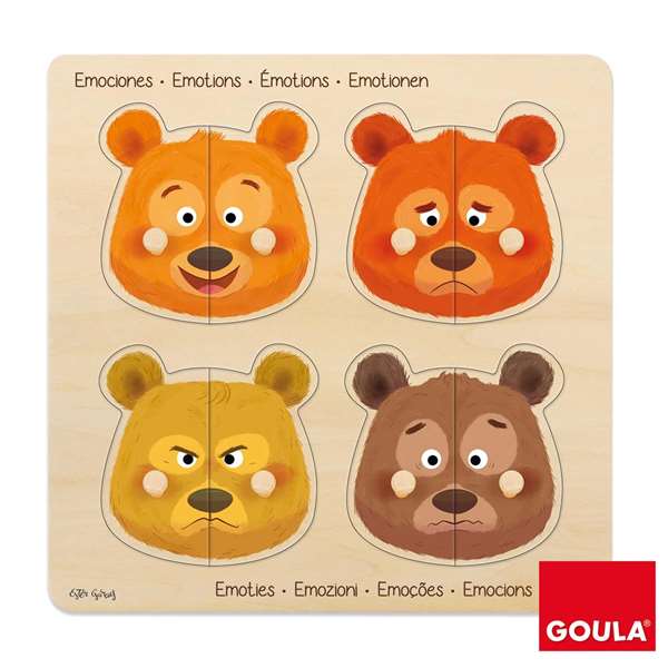 Diset Goula Puzzle de Madera Las Emociones, 8 Piezas para Niños de 2 a 4 Años