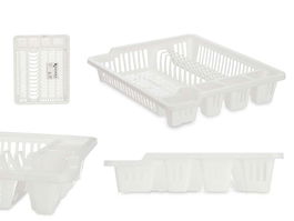 Kinvara Escurridor Plato Plástico Grande Blanco 46 x 8 x 37.5 cm (Set de 12)