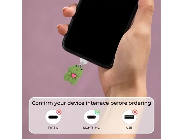 Wondee Funny Lightning Frog Charm Protector de puerto para móvil, tipo C o Lightning, 20x10x15 mm, colgante decorativo