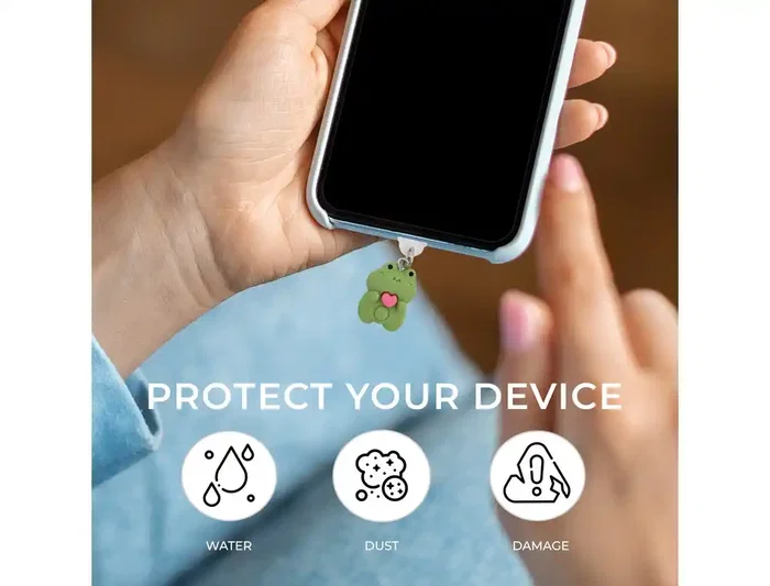 Wondee Funny Lightning Frog Charm Protector de puerto para móvil, tipo C o Lightning, 20x10x15 mm, colgante decorativo