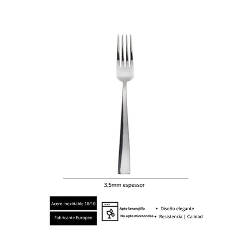 Summa Cadi Tenedor Mesa 210 mm, Acero Inoxidable 18/10, Cubertería, Pulido Espejo (Set de 12)
