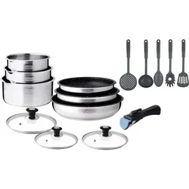Arthur Martin AM1275 Batería de Cocina de Inducción Acero Inoxidable 15 Piezas Mango Extraíble Todas las Placas Cocción
