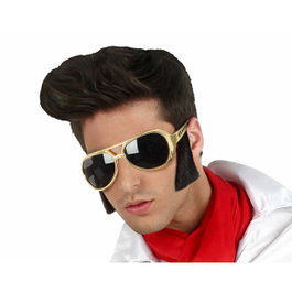 Elvis Rock & Roll Gafas de sol doradas con patillas