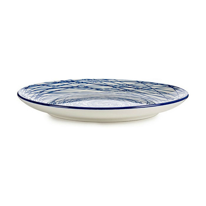 Plato Llano Vessia Azul Blanco Porcelana Rayas 24 x 2,8 x 24 cm Plato Llano Vessia Azul Blanco Porcelana Rayas 24 x 2,8 x 24 cm