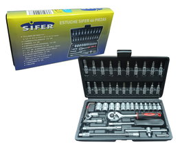 SIFER Juego de Llaves de Vaso Profesional de 1/4, 46 Piezas
