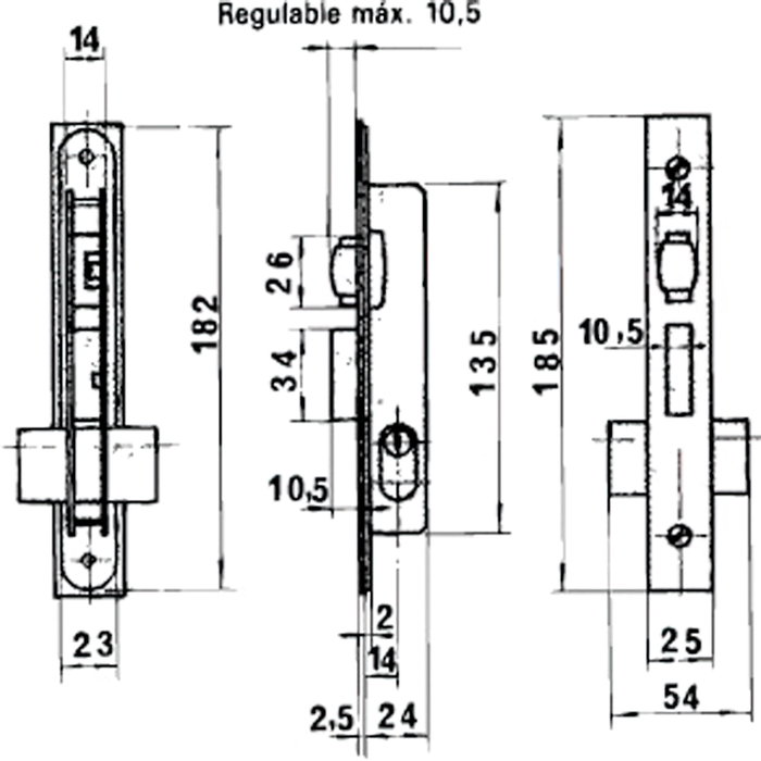 LINCE Cerradura 5551 para carpintería de aluminio con rodillo regulable LINCE Cerradura 5551 para carpintería de aluminio con rodillo regulable