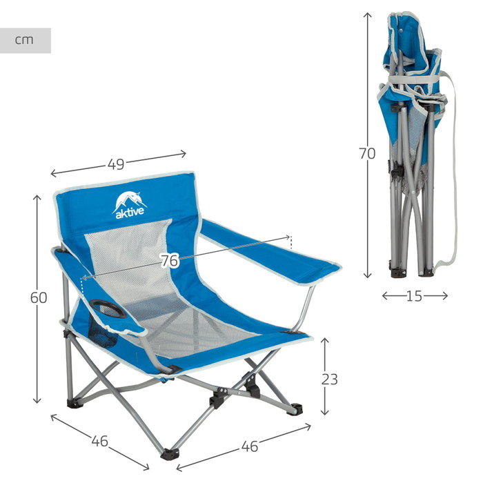 Aktive Silla baja plegable antivuelco azul