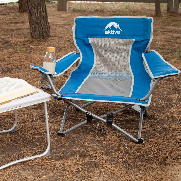 Aktive Silla baja plegable antivuelco azul