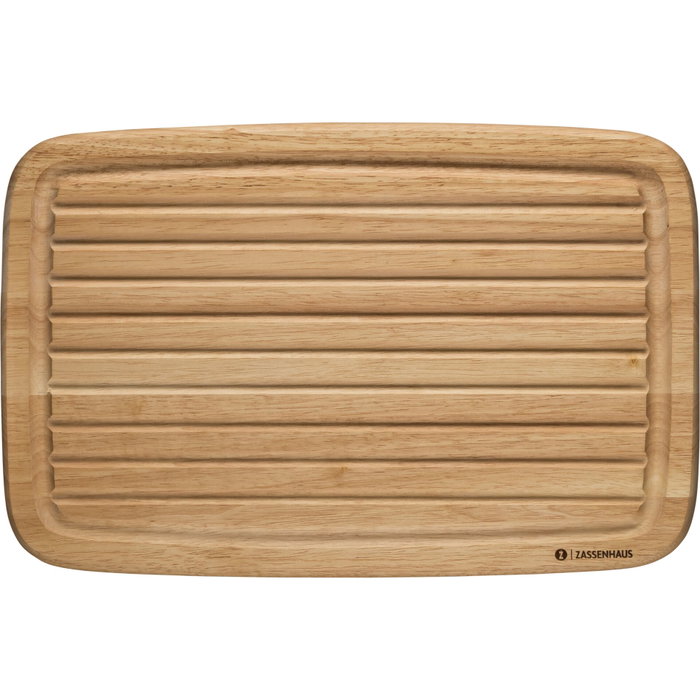 Zassenhaus Tabla de cortar para pan Rubber Plant 42 x 27,5 x 2 cm de madera de árbol de caucho de color marrón