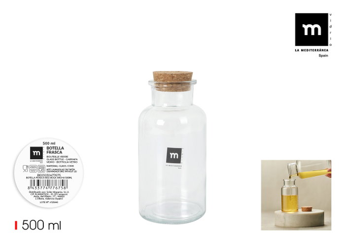La Mediterranea Botella Frasca Redonda Boca Ancha 500 ml (16 Unidades) La Mediterranea Botella Frasca Redonda Boca Ancha 500 ml (16 Unidades)