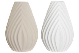 DKD Home Decor Surtido de 2 Jarrones de Gres Artesanales Beige y Blanco