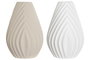 DKD Home Decor Surtido de 2 Jarrones de Gres Artesanales Beige y Blanco