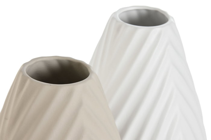 DKD Home Decor Surtido de 2 Jarrones de Gres Artesanales Beige y Blanco