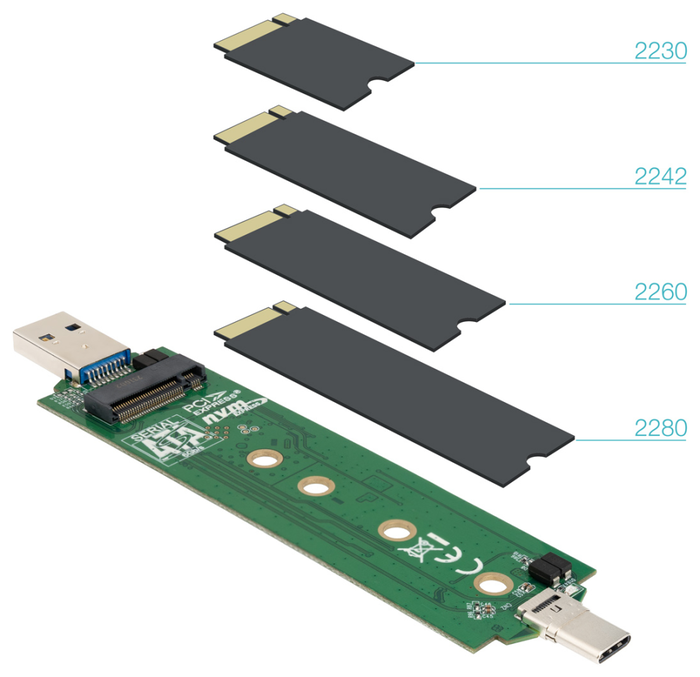 Tooq TQE-2240B Caja Externa para SSD M.2 NVMe/SATA USB-C y USB-A