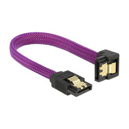 DeLOCK 83693 Cable SATA III de 10 cm, recto a ángulo hacia abajo, Púrpura