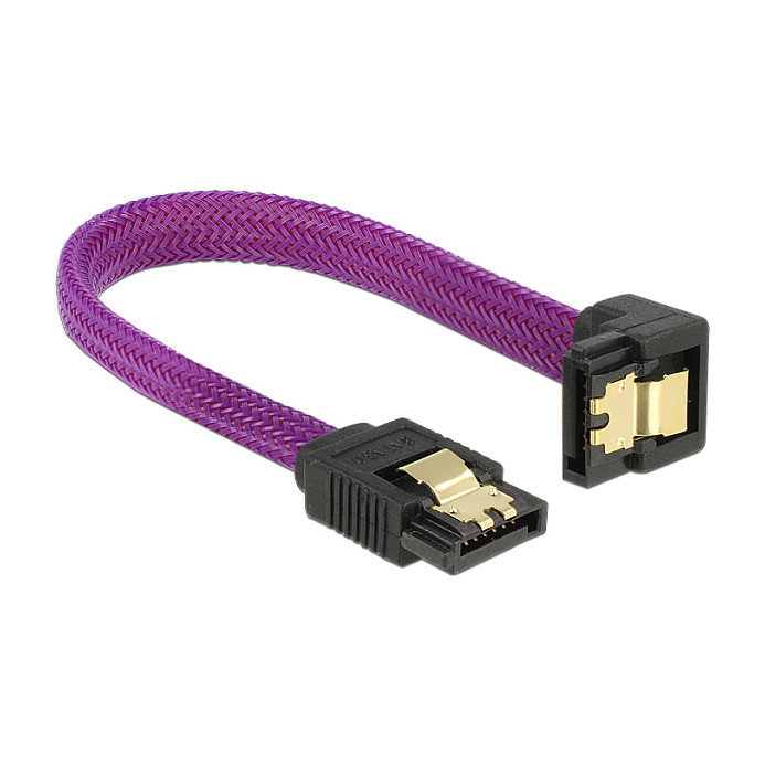 DeLOCK 83693 Cable SATA III de 10 cm, recto a ángulo hacia abajo, Púrpura DeLOCK 83693 Cable SATA III de 10 cm, recto a ángulo hacia abajo, Púrpura