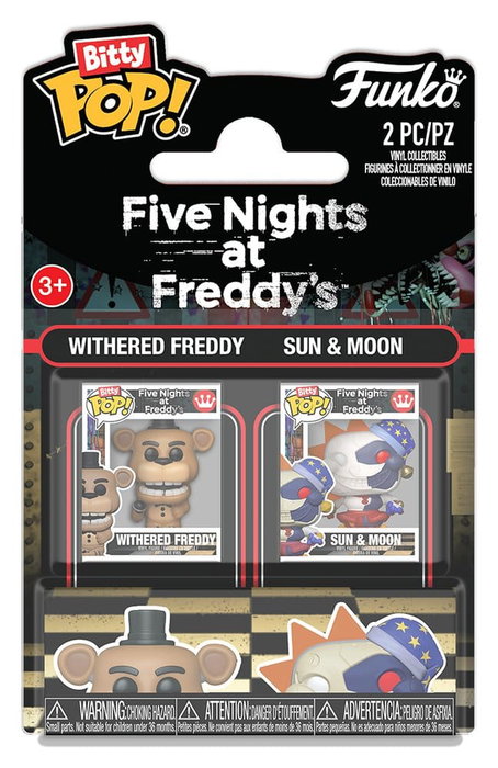 Funko Pack de 2 Figuras Bitty POP! de Five Nights at Freddy's Withered Freddy & Sun & Moon Funko Pack de 2 Figuras Bitty POP! de Five Nights at Freddy's Withered Freddy & Sun & Moon