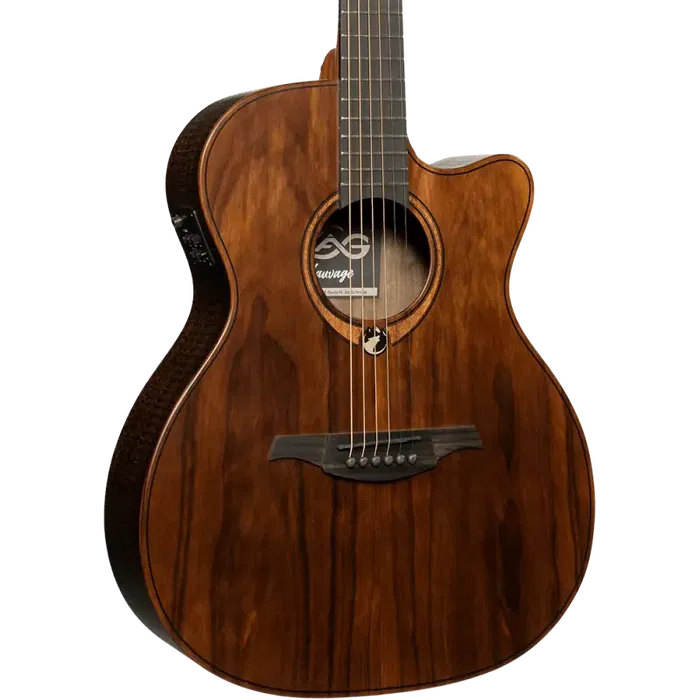 LAG Guitarra Acústica Auditorium Cutway A/E Sauvage Especia Electroacústica Folk Tapa Sólida Brankowood Acabado Satinado Relic Cutaway LAG Guitarra Acústica Auditorium Cutway A/E Sauvage Especia Electroacústica Folk Tapa Sólida Brankowood Acabado Satinado Relic Cutaway