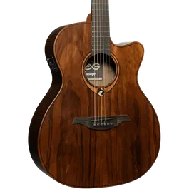 LAG Guitarra Acústica Auditorium Cutway A/E Sauvage Especia Electroacústica Folk Tapa Sólida Brankowood Acabado Satinado Relic Cutaway