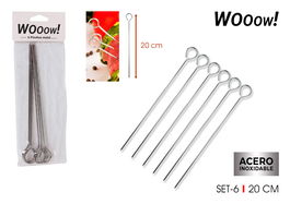 Privilege Set 6 Pinchos Metal 20 cm (36 Unidades)