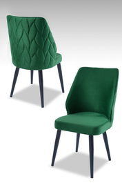 Hanah Home Sillas Pufi Green Black, Tablero de Partículas Melamina, Tejido Poliéster, Metal, Set 2 Piezas, 48x90x43cm