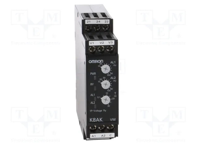 OMRON K8AK-VW2 Relé de monitorización de tensión 24VAC/24VDC