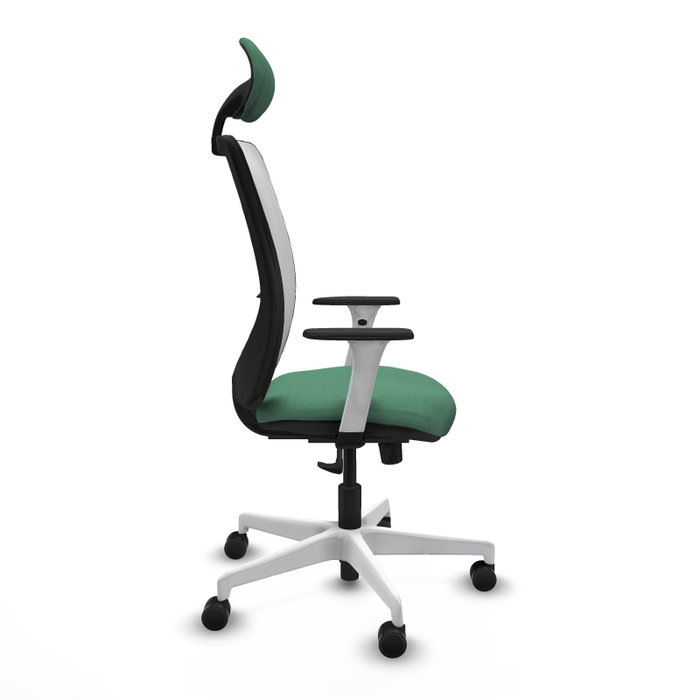 PIQUERAS Y CRESPO Silla de oficina Zulema con Mecanismo Sincro, Verde esmeralda y Blanco