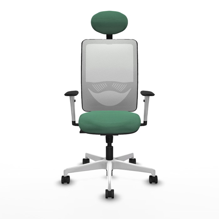 PIQUERAS Y CRESPO Silla de oficina Zulema con Mecanismo Sincro, Verde esmeralda y Blanco