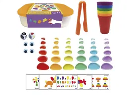 Amaya Juego Didáctico Piedras del Río Estuche con 36 Piedras Translúcidas, Vasos y Dados para Desarrollar Habilidades Motoras y Aprendizaje Matemático, a Partir de 3 Años