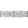 DKD Home Decor Set de 4 Cuadros sobre Lienzo Marino 30x30x2,5 cm Azul