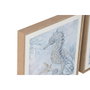 DKD Home Decor Set de 4 Cuadros sobre Lienzo Marino 30x30x2,5 cm Azul