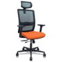 Piqueras Y Crespo Silla Haches con Mecanismo Sincro/Traslack, Malla Negra y Asiento Naranja
