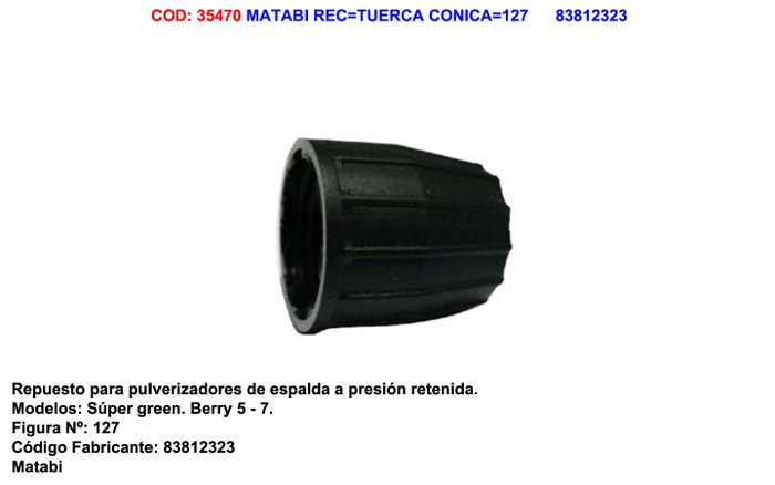 MATABI Tuerca Cónica 127 83812323 MATABI Tuerca Cónica 127 83812323