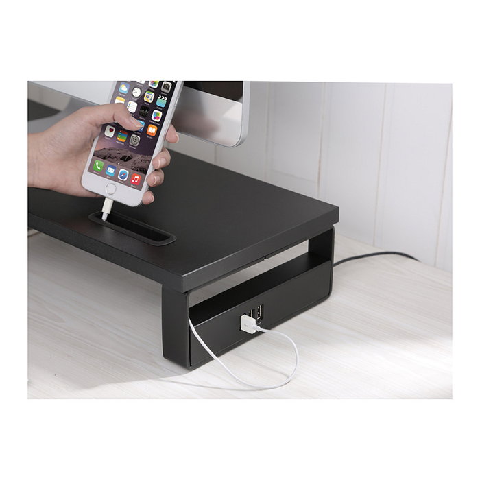 Equip Soporte de escritorio para monitor 650881 con Hub USB 2.0, Negro