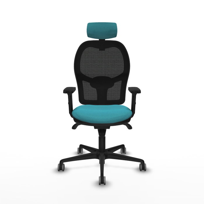 PIQUERAS Y CRESPO Silla de oficina Jorquera con mecanismo Sincro, Tela Turquesa y Malla Negra PIQUERAS Y CRESPO Silla de oficina Jorquera con mecanismo Sincro, Tela Turquesa y Malla Negra