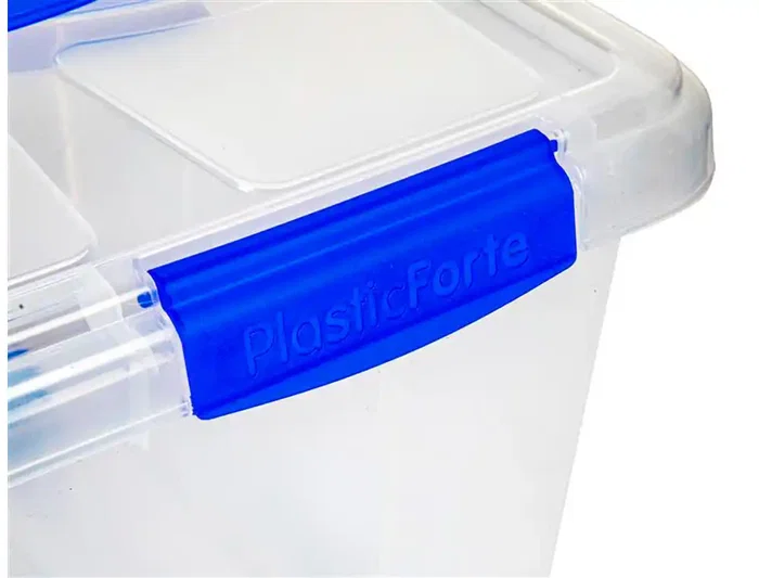 Plasticforte Contenedor de Plástico 55 Litros Transparente con Tapa 590x400x350 mm