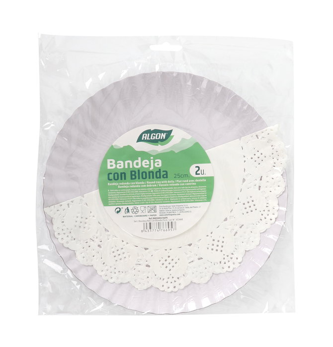Algon Set de 2 Bandejas Redondas con Blonda 25 cm (24 Unidades)