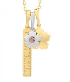 Secrecy Collar Tropical de Plata de Ley con Baño de Oro de 18k y Diamante
