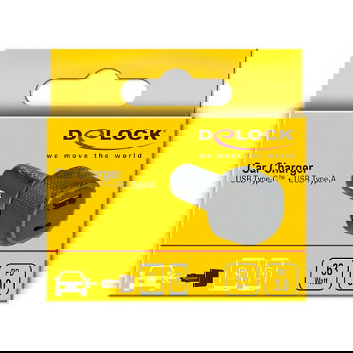 DeLOCK Adaptador de Carga para Coche USB Tipo-C PD 3.0 y USB Tipo-A 63 W, 20 V, Negro, Ref: Delock Kfz Ladeadapter DeLOCK Adaptador de Carga para Coche USB Tipo-C PD 3.0 y USB Tipo-A 63 W, 20 V, Negro, Ref: Delock Kfz Ladeadapter