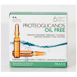 PRAXIS Proteoglicanos Oil Free 6 Ampollas - Sérum Facial Ultraligero con Células Madre de Manzana - Para Piel Mixta, Grasa y Sensible - Hidrata y Reafirma